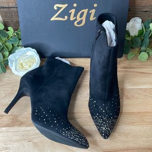 Zigi Soho Black Rhinestone Embellished  Synthia Booties 8M